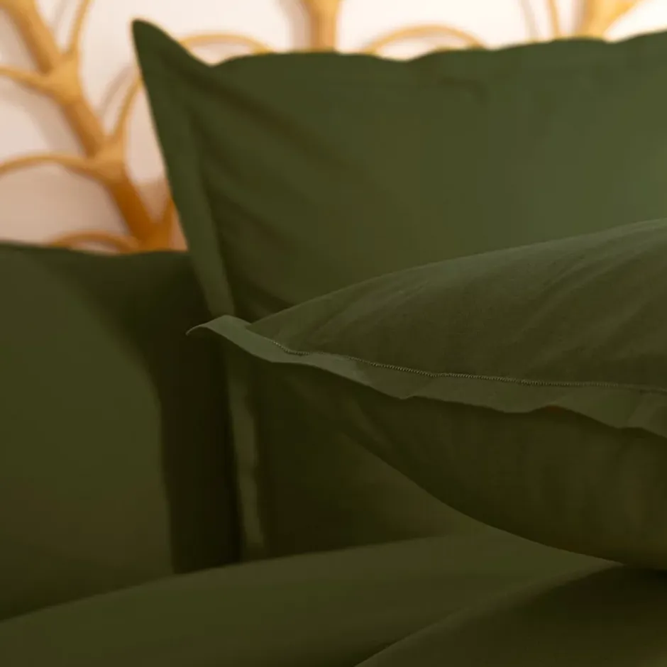Atmosphera Créateur D'Intérieur Taie d'oreiller Carina coton 63x63cm vert kaki - Atmosphera Hot