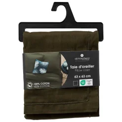 Atmosphera Créateur D'Intérieur Taie d'oreiller Carina coton 63x63cm vert kaki - Atmosphera Hot
