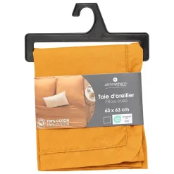 Atmosphera Créateur D'Intérieur Taie d'oreiller Carina coton 63x63cm jaune cumin - Atmosphera