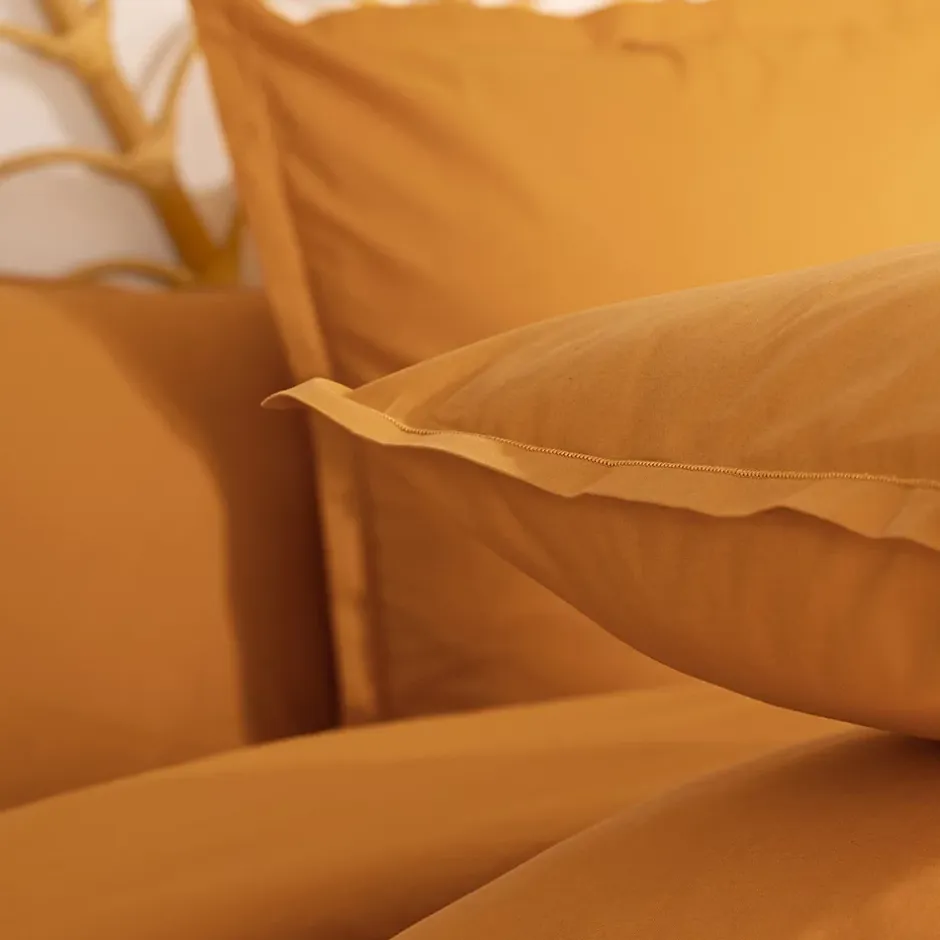 Atmosphera Créateur D'Intérieur Taie d'oreiller Carina coton 63x63cm jaune cumin - Atmosphera
