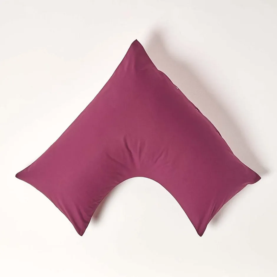 Homescapes Taie d'oreiller cervical bordeaux 100% coton égyptien 200 fils - Best
