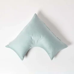 Homescapes Taie d'oreiller cervical bleu givré en coton égyptien bio 400 fils -