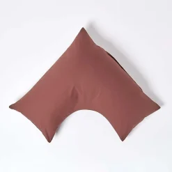 Homescapes Taie d'oreiller cervical marron chocolat 100% coton égyptien 200 fils - Best