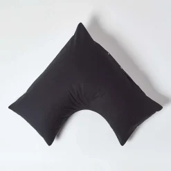 Homescapes Taie d'oreiller cervical noir 100% coton égyptien 200 fils -