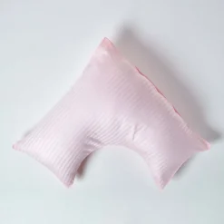 Homescapes Taie d'oreiller cervical rose satin rayé en coton égyptien 330 fils -