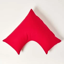 Homescapes Taie d'oreiller cervical rouge 100% coton égyptien 200 fils - Discount
