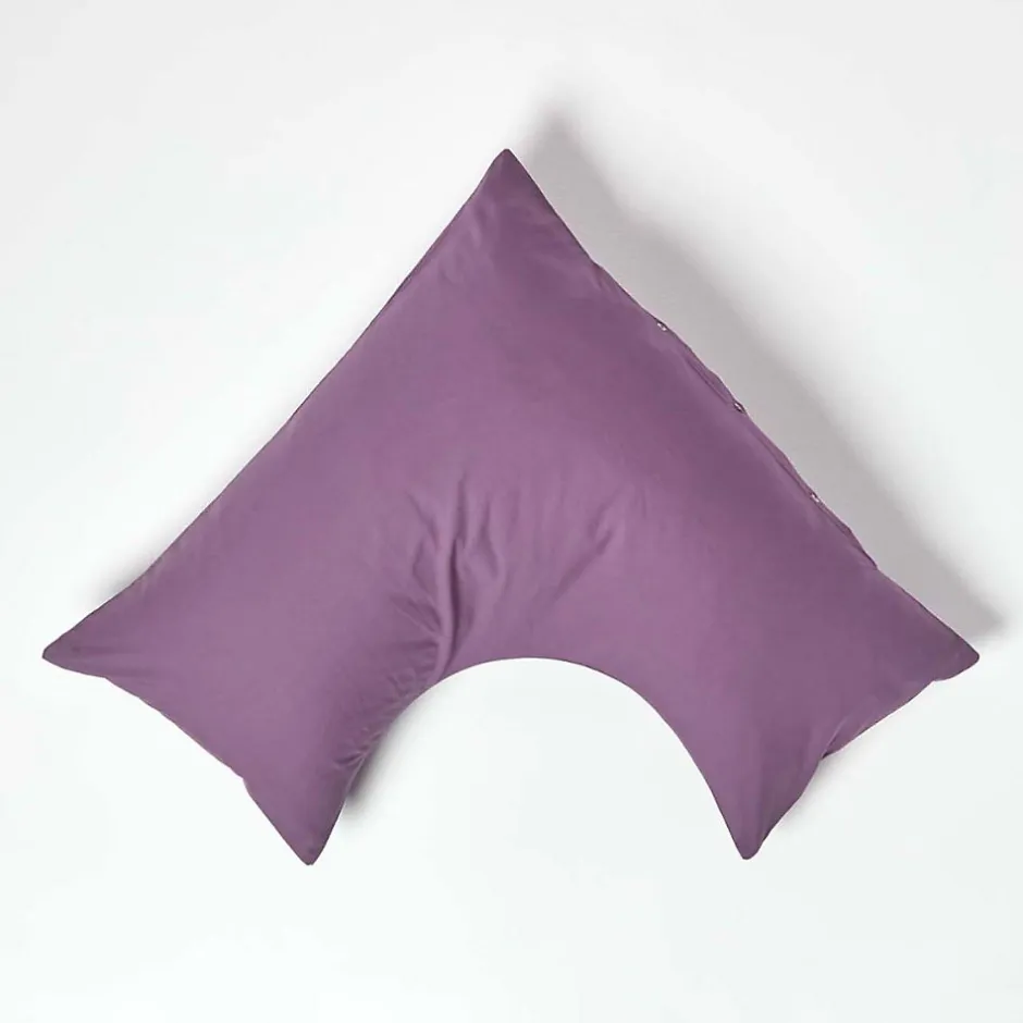 Homescapes Taie d'oreiller cervical violet 100% coton égyptien 200 fils -