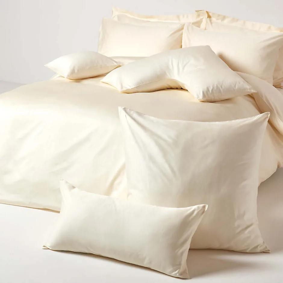 Homescapes Taie d'oreiller écru en coton égyptien bio 400 fils, 40x40 cm -