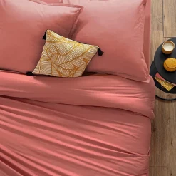 Atmosphera Créateur D'Intérieur Taie d'oreiller en coton - rose blush 63x63 cm - Atmosphera Discount