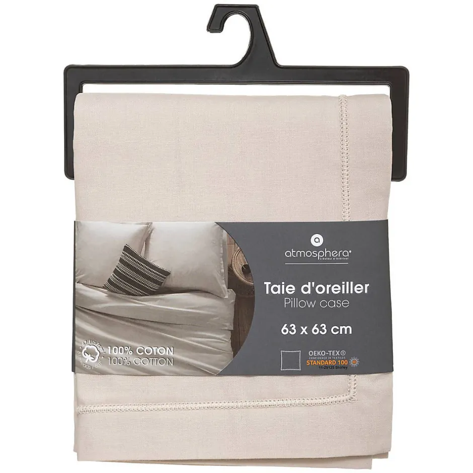 Atmosphera Créateur D'Intérieur Taie d'oreiller en coton - lin 63x63 cm - Atmosphera