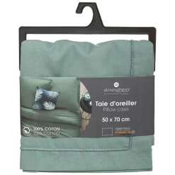 Atmosphera Créateur D'Intérieur Taie d'oreiller en coton - vert céladon 50x70 cm - Atmosphera Hot