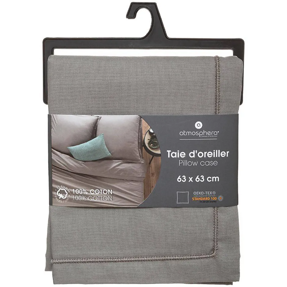 Atmosphera Créateur D'Intérieur Taie d'oreiller en coton - gris 63x63 cm - Atmosphera
