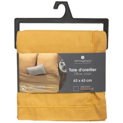 Atmosphera Créateur D'Intérieur Taie d'oreiller en coton - jaune moutarde 63x63 cm - Atmosphera
