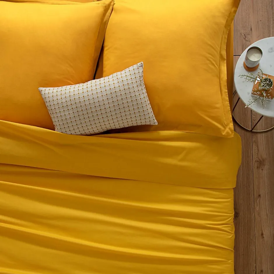 Atmosphera Créateur D'Intérieur Taie d'oreiller en coton - jaune moutarde 63x63 cm - Atmosphera