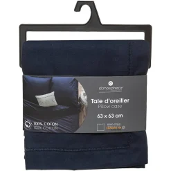 Atmosphera Créateur D'Intérieur Taie d'oreiller en coton - bleu encre 63x63 cm - Atmosphera