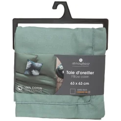Atmosphera Créateur D'Intérieur Taie d'oreiller en coton - vert céladon 63x63 cm - Atmosphera