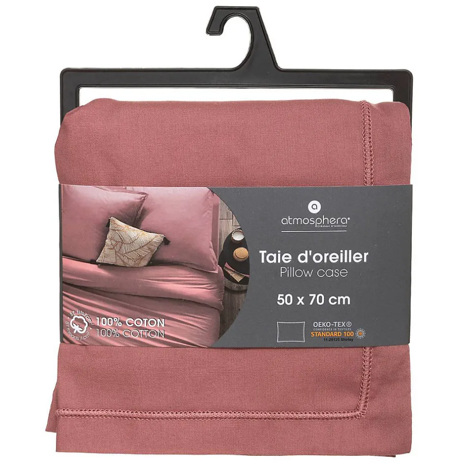 Atmosphera Créateur D'Intérieur Taie d'oreiller en coton - rose blush 50x70 cm - Atmosphera