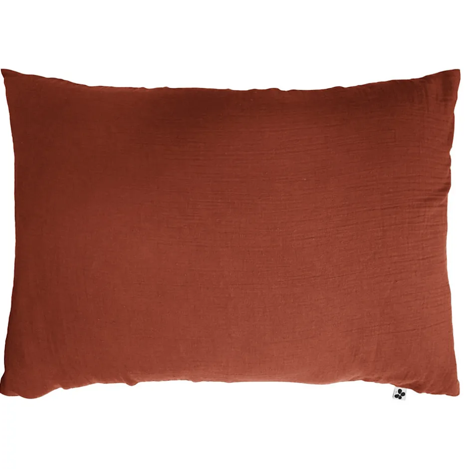 L'Effet Papillon Taie d'oreiller en double gaze de coton 50 x 70 cm Terracotta