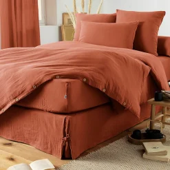 L'Effet Papillon Taie d'oreiller en double gaze de coton 50 x 70 cm Terracotta
