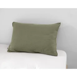 L'Effet Papillon Taie d'oreiller en double gaze de coton 50 x 70 cm Romarin Outlet