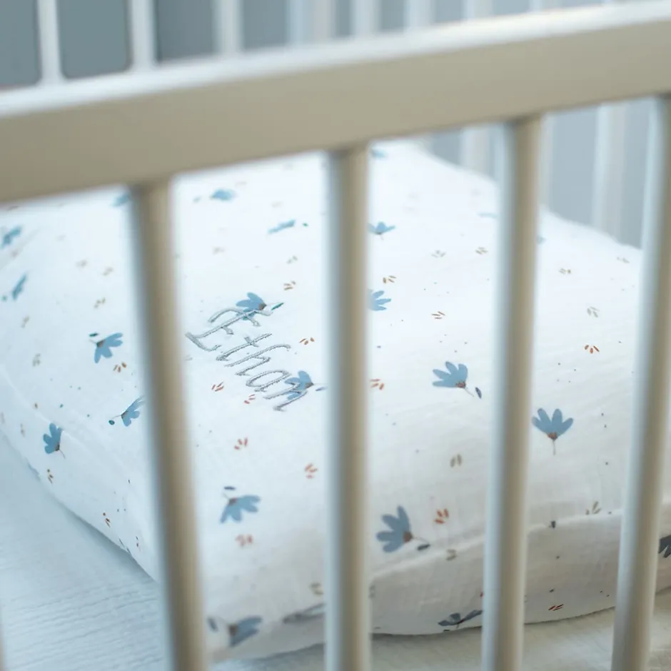 Sevira Kids Taie d'oreiller en gaze de coton Bleuet