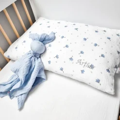 Sevira Kids Taie d'oreiller en gaze de coton Bleuet