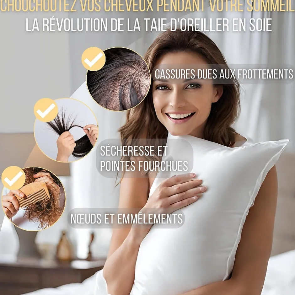 Inphysio Taie d'oreiller en pure soie de mûrier 50x70 - Online