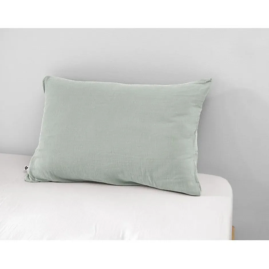 L'Effet Papillon Taie d'oreiller "Gaïa" 60 x 60 cm & 50 x 70 cm "Gaze de Coton" - Gaïa Eucalyptus - 50 x 70 cm