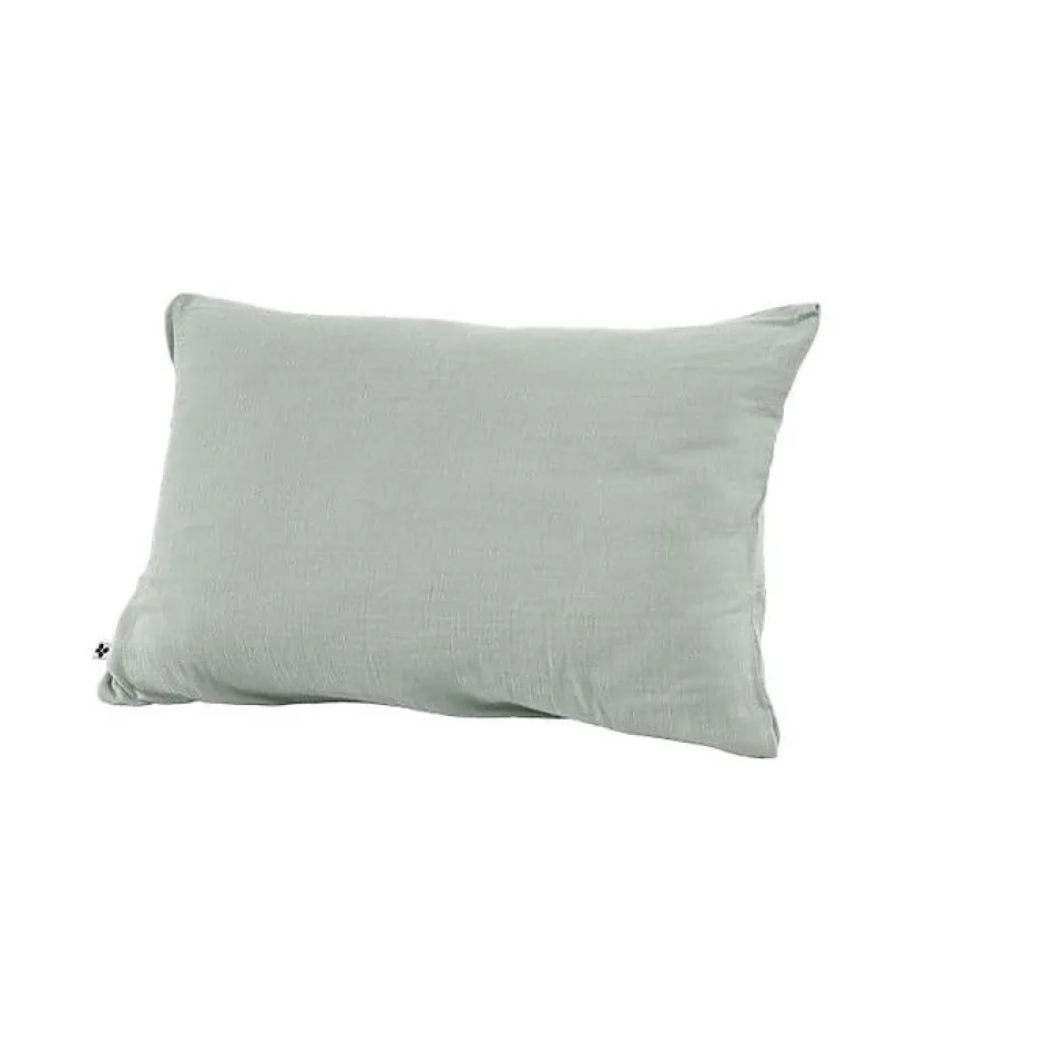 L'Effet Papillon Taie d'oreiller "Gaïa" 60 x 60 cm & 50 x 70 cm "Gaze de Coton" - Gaïa Eucalyptus - 50 x 70 cm
