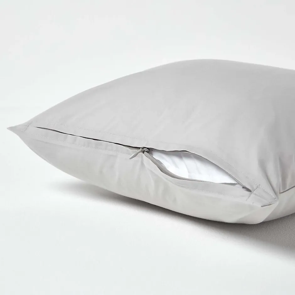 Homescapes Taie d'oreiller gris acier 100% coton égyptien 200 fils, 40x40 cm - Discount