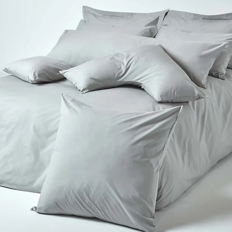 Homescapes Taie d'oreiller gris acier 100% coton égyptien 200 fils, 60x60 cm -