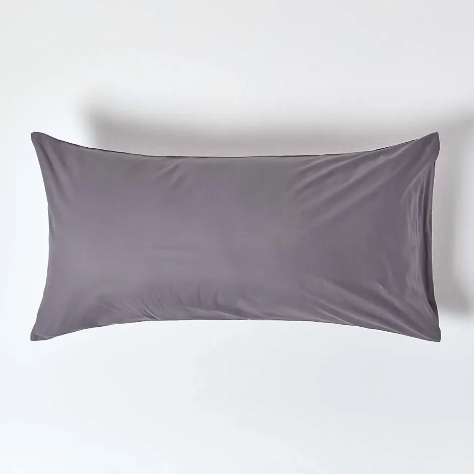 Homescapes Taie d'oreiller gris foncé 100% coton égyptien 200 fils, 50x90 cm - Online