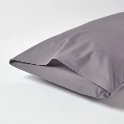 Homescapes Taie d'oreiller gris foncé 100% coton égyptien 200 fils, 50x75 cm - Discount