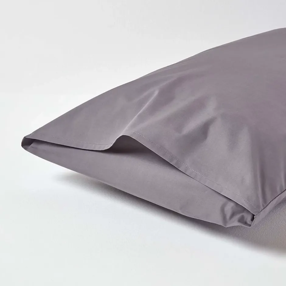 Homescapes Taie d'oreiller gris foncé 100% coton égyptien 200 fils, 50x75 cm - Discount