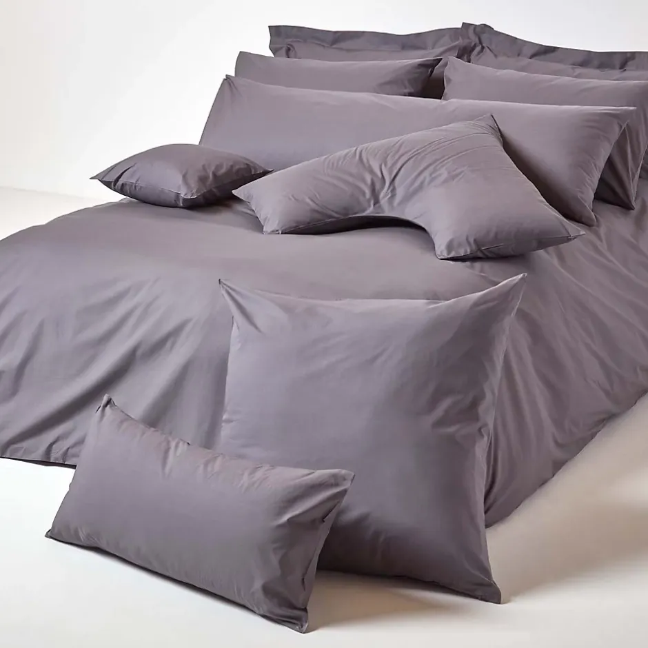 Homescapes Taie d'oreiller gris foncé 100% coton égyptien 200 fils, 50x75 cm - Discount