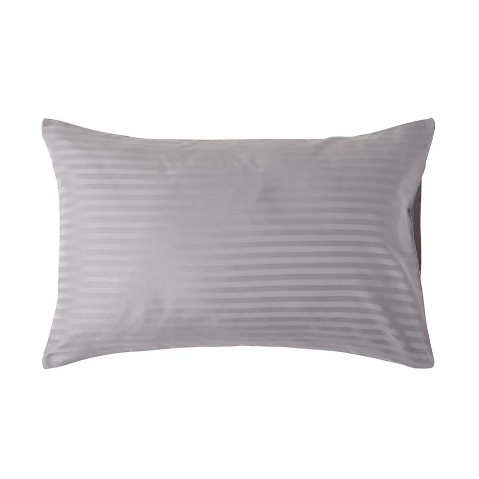 Homescapes Taie d'oreiller gris satin rayé en coton égyptien 330 fils, 50x75 cm -