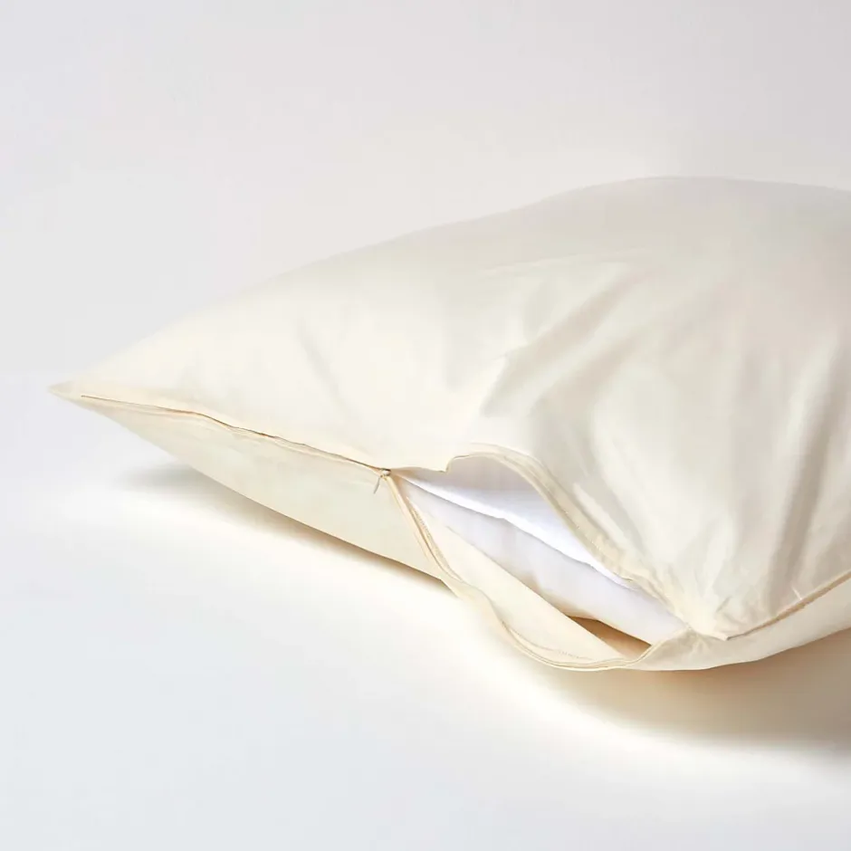 Homescapes Taie d'oreiller ivoire 100% coton égyptien 200 fils, 80x80 cm - Clearance