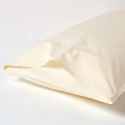 Homescapes Taie d'oreiller ivoire 100% coton égyptien 200 fils, 50x75 cm -