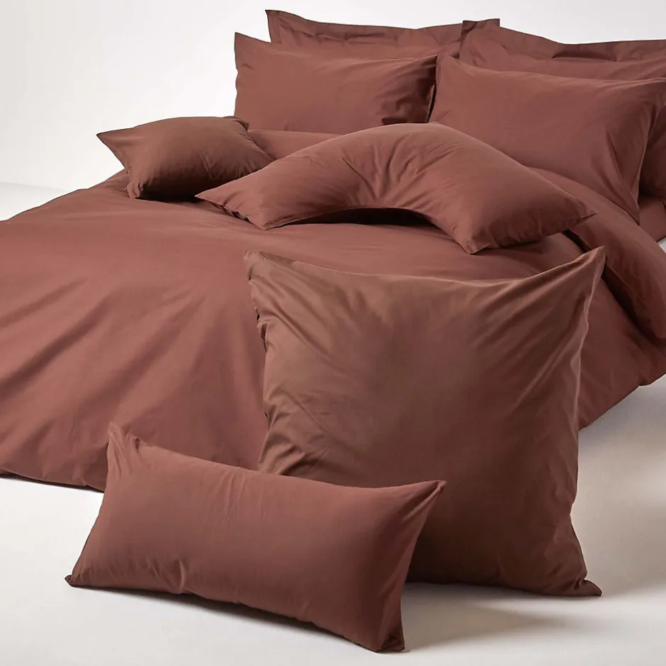 Homescapes Taie d'oreiller marron chocolat 100% coton égyptien 200 fils, 50x75 cm -