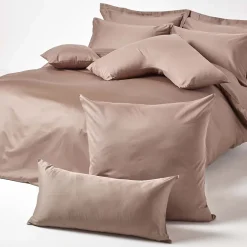 Homescapes Taie d'oreiller marron en coton égyptien bio 400 fils, 40x80 cm - Sale
