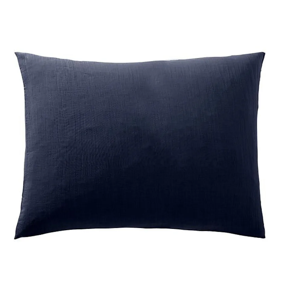 Coton Pur Taie d'oreiller "Noah" 50 x 70 cm "Gaze de Coton" - Noah Bleu Nuit