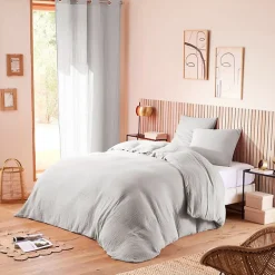 Coton Pur Taie d'oreiller "Noah" 50 x 70 cm "Gaze de Coton" - Noah Perle Discount