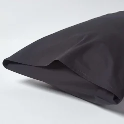 Homescapes Taie d'oreiller noir 100% coton égyptien 200 fils, 50x75 cm - Best