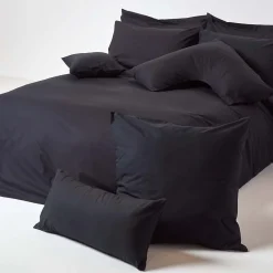 Homescapes Taie d'oreiller noir 100% coton égyptien 200 fils, 80x80 cm -