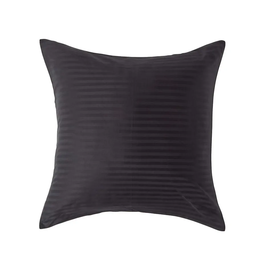 Homescapes Taie d'oreiller noir satin rayé en coton égyptien 330 fils, 60x60 cm -