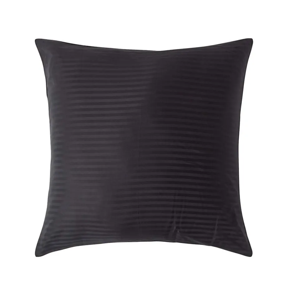 Homescapes Taie d'oreiller noir satin rayé en coton égyptien 330 fils, 80x80 cm -