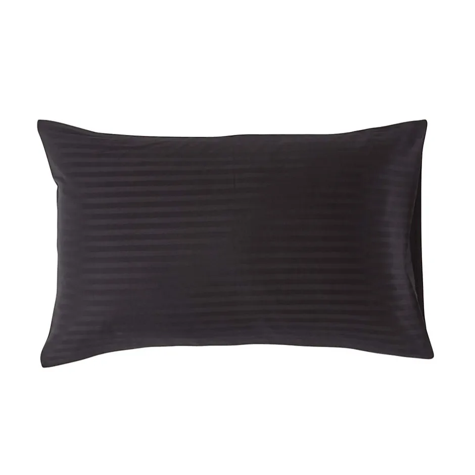 Homescapes Taie d'oreiller noir satin rayé en coton égyptien 330 fils, 50x75 cm -