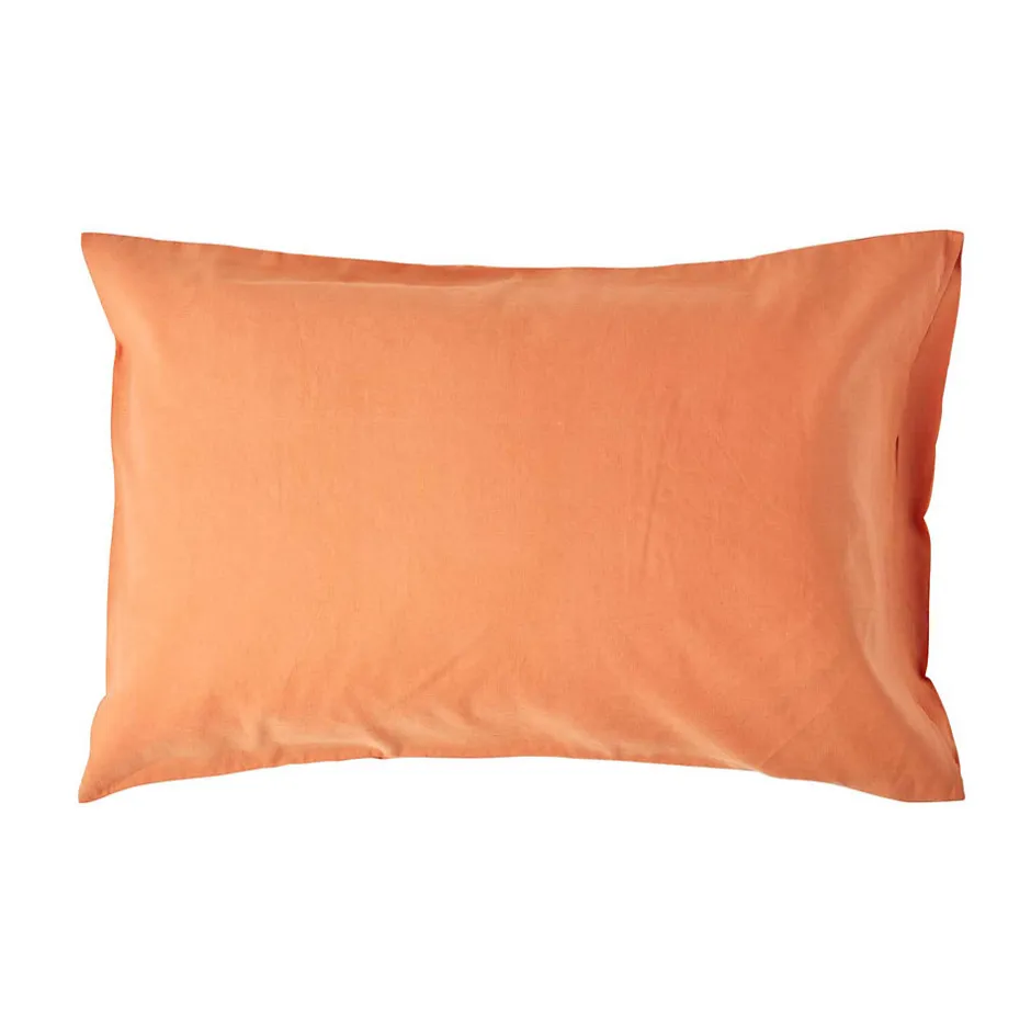 Homescapes Taie d'oreiller orange en lin lavé, 50x75 cm -