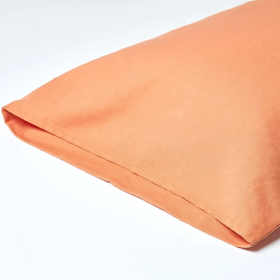 Homescapes Taie d'oreiller orange en lin lavé, 50x75 cm -