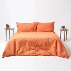 Homescapes Taie d'oreiller orange en lin lavé, 50x75 cm -